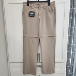 Eddie Bauer Womens Khaki Adventurer Zip Off Pant Shorts New Convertible Size 8